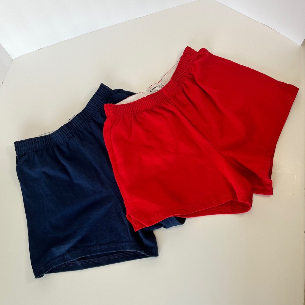 Soffe Authentic Cheer Shorts Bundle Red Navy Blue Junior Medium set of 2